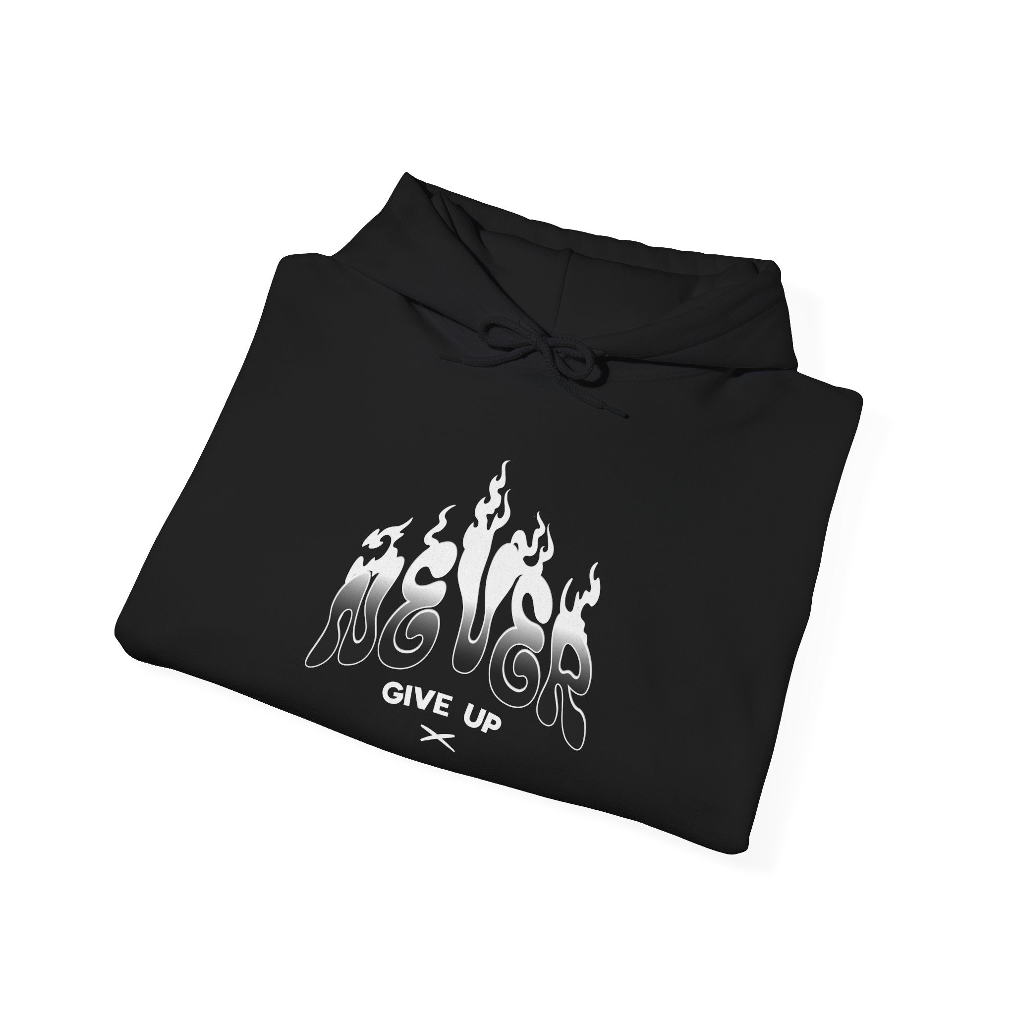 Never Give Up - Unisex Heavy Blend™ Hooded Sweatshirt (Front) - Damned Threads